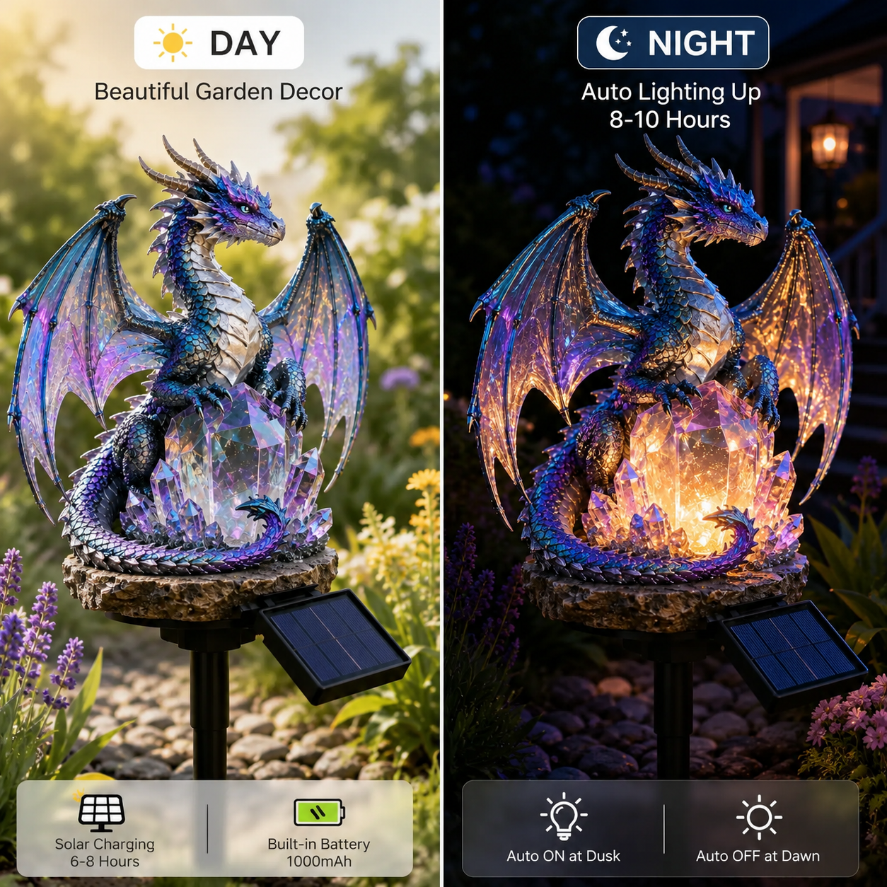 🐉 Amethyst Crystal Dragon✨️Solar Dragon Crystal Garden Light