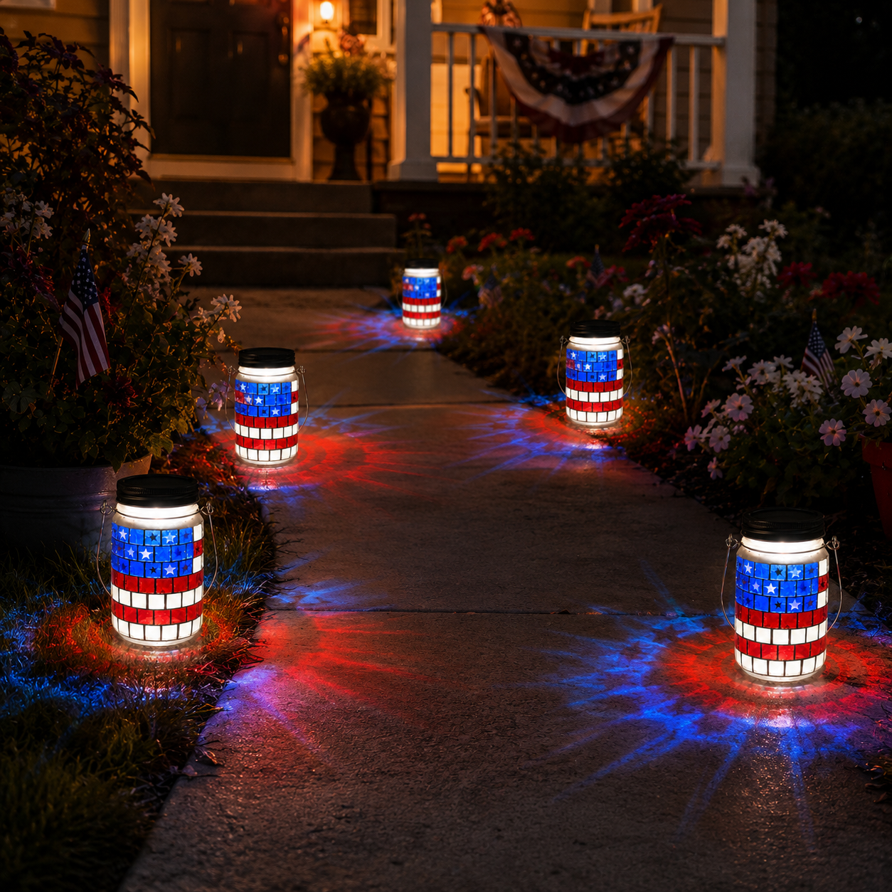4th of July Solar Patriotic Mason Jar Lantern