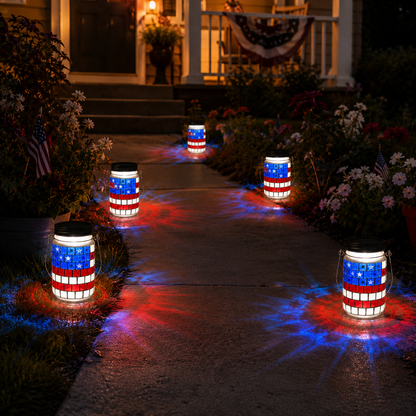 4th of July Solar Patriotic Mason Jar Lantern