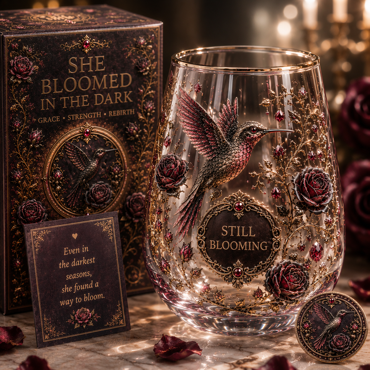 🖤 Reborn From Darkness — Beautiful Yet Dangerous | 2026 Blood Rose Hummingbird Glass Cup