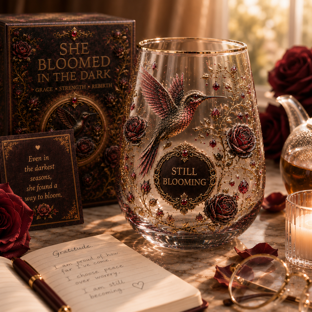 🖤 Reborn From Darkness — Beautiful Yet Dangerous | 2026 Blood Rose Hummingbird Glass Cup