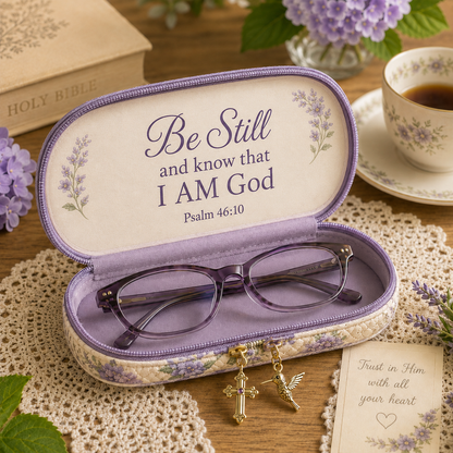 ✝️ Be Still Hummingbird Quilted Glasses Case 💜