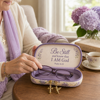 ✝️ Be Still Hummingbird Quilted Glasses Case 💜