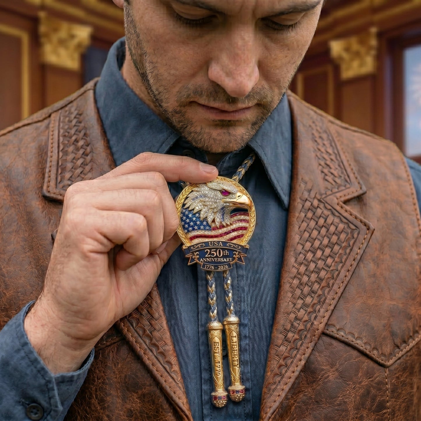 🎁Last Day 49% OFF - 🦅 USA 250th Anniversary Eagle Bolo Tie