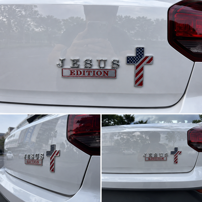 Blessed Jesus Edition Cross Car Emblem Metal Badge