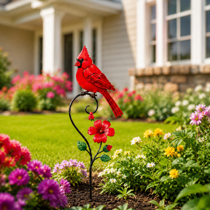 🐦 Red Cardinal Garden Stake Decoration