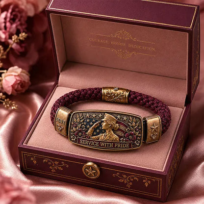 Empowered Service Women's Veteran Bracelet Collection | Patriotic Braided Cord Keepsake