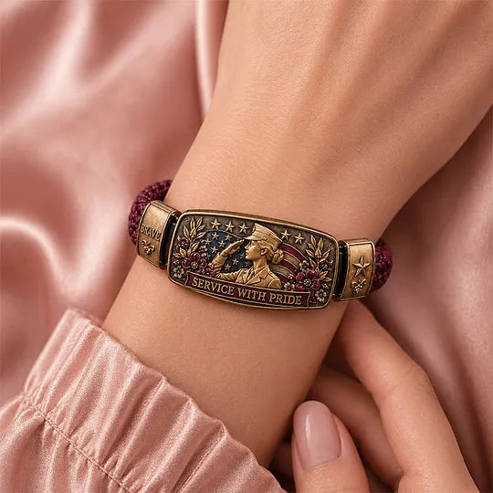 Empowered Service Women's Veteran Bracelet Collection | Patriotic Braided Cord Keepsake
