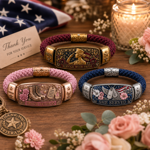 Empowered Service Women's Veteran Bracelet Collection | Patriotic Braided Cord Keepsake