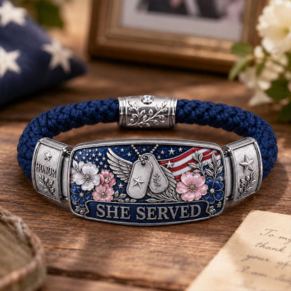 Empowered Service Women's Veteran Bracelet Collection | Patriotic Braided Cord Keepsake