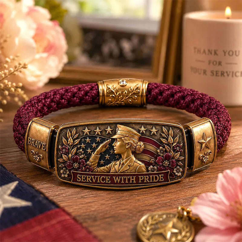 Empowered Service Women's Veteran Bracelet Collection | Patriotic Braided Cord Keepsake