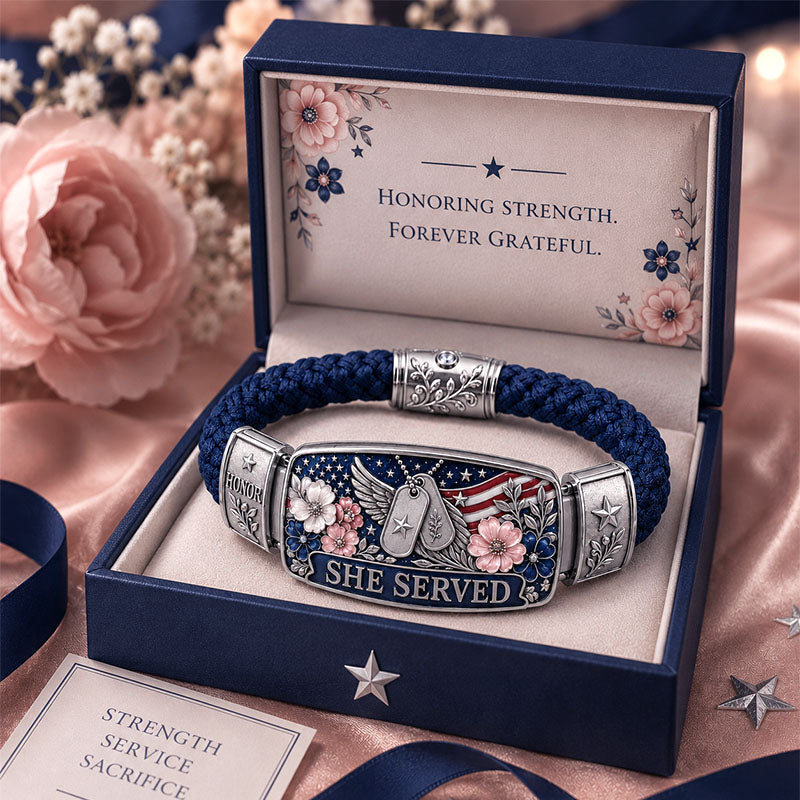 Empowered Service Women's Veteran Bracelet Collection | Patriotic Braided Cord Keepsake