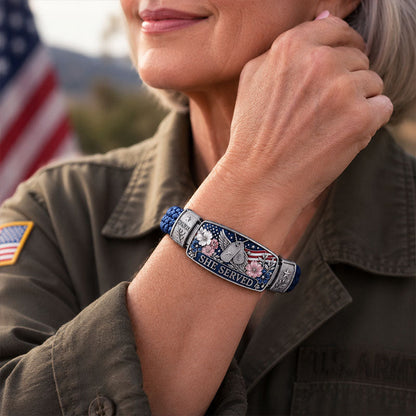 Empowered Service Women's Veteran Bracelet Collection | Patriotic Braided Cord Keepsake