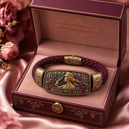 Empowered Service Women's Veteran Bracelet Collection | Patriotic Braided Cord Keepsake