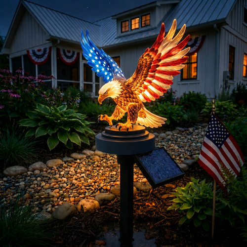 Solar Eagle Garden Light - America 250 Patriotic Yard Stake