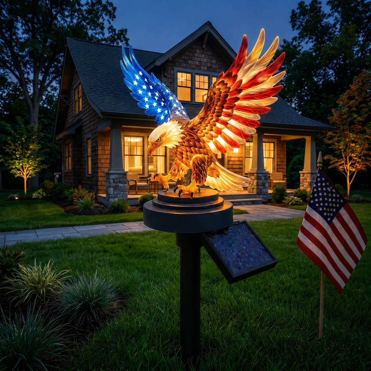 Solar Eagle Garden Light - America 250 Patriotic Yard Stake
