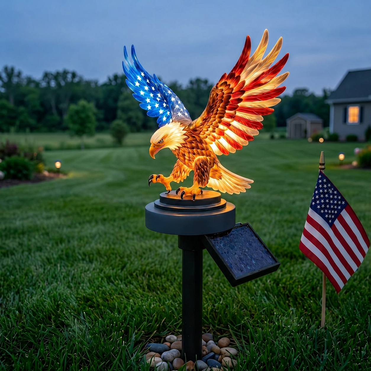 Solar Eagle Garden Light - America 250 Patriotic Yard Stake