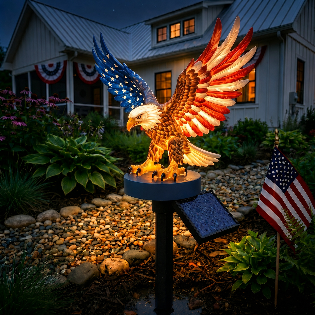 Solar Eagle Garden Light - America 250 Patriotic Yard Stake