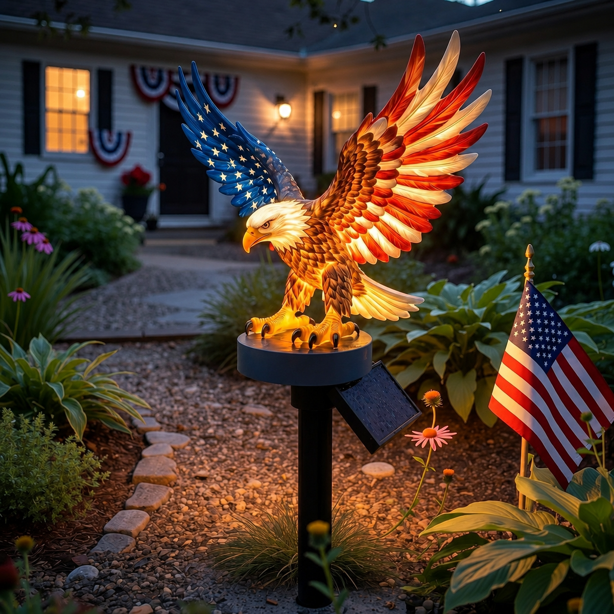 Solar Eagle Garden Light - America 250 Patriotic Yard Stake