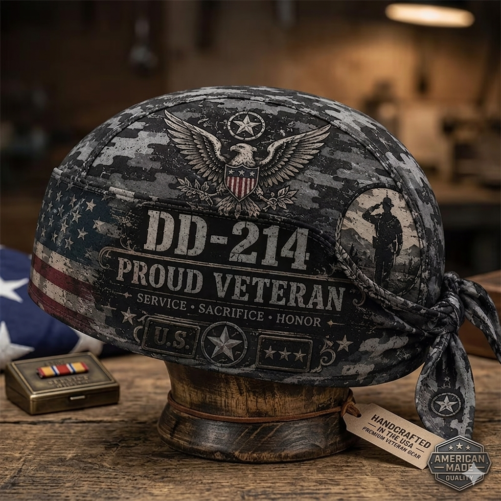 Veteran DD-214 Camouflage Print Cycling Pirate Hat / Biker Headwrap