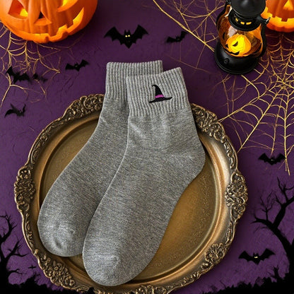 🎃 Viral Halloween Embroidered Crew Socks – Cute Spooky Knit Socks | 100% Cotton✨