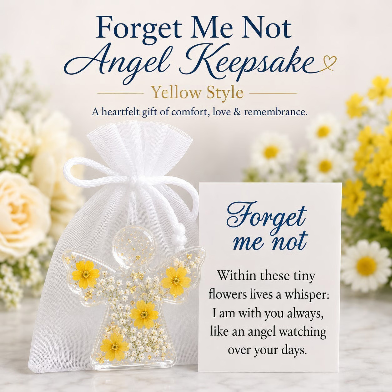 🔥 50% OFF - 🪽Forget Me Not Dried Flower Angel Keepsake - Timeless Gift for Remembrance, Comfort & Hope