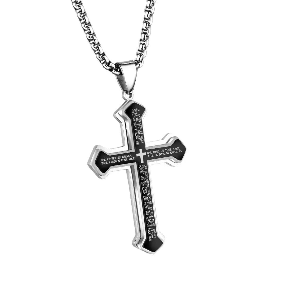 ✝️ Wear Your Faith, Not Just a Necklace – Engraved Bible Verse Cross in Stainless Steel