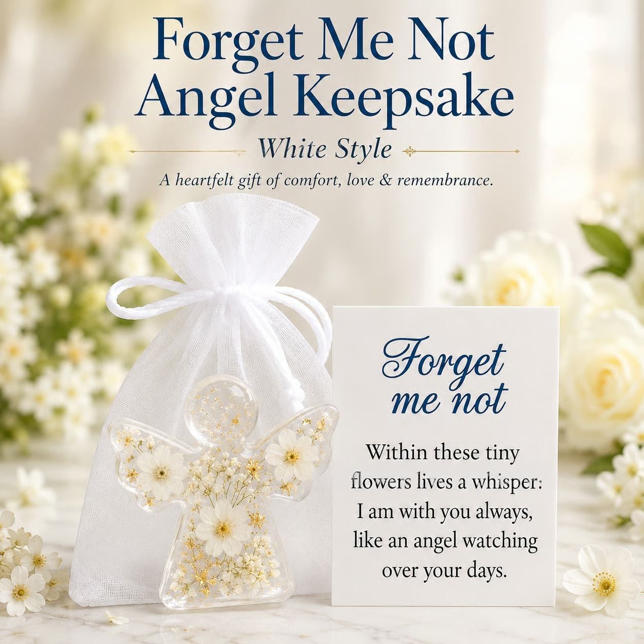 🔥 50% OFF - 🪽Forget Me Not Dried Flower Angel Keepsake - Timeless Gift for Remembrance, Comfort & Hope