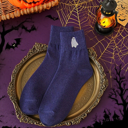 🎃 Viral Halloween Embroidered Crew Socks – Cute Spooky Knit Socks | 100% Cotton✨