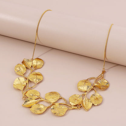 Golden Leaf Statement Necklace