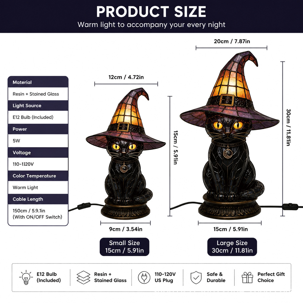 🎁Last Day 50% OFF -🔥💝Magical Black Cat Witch Lamp