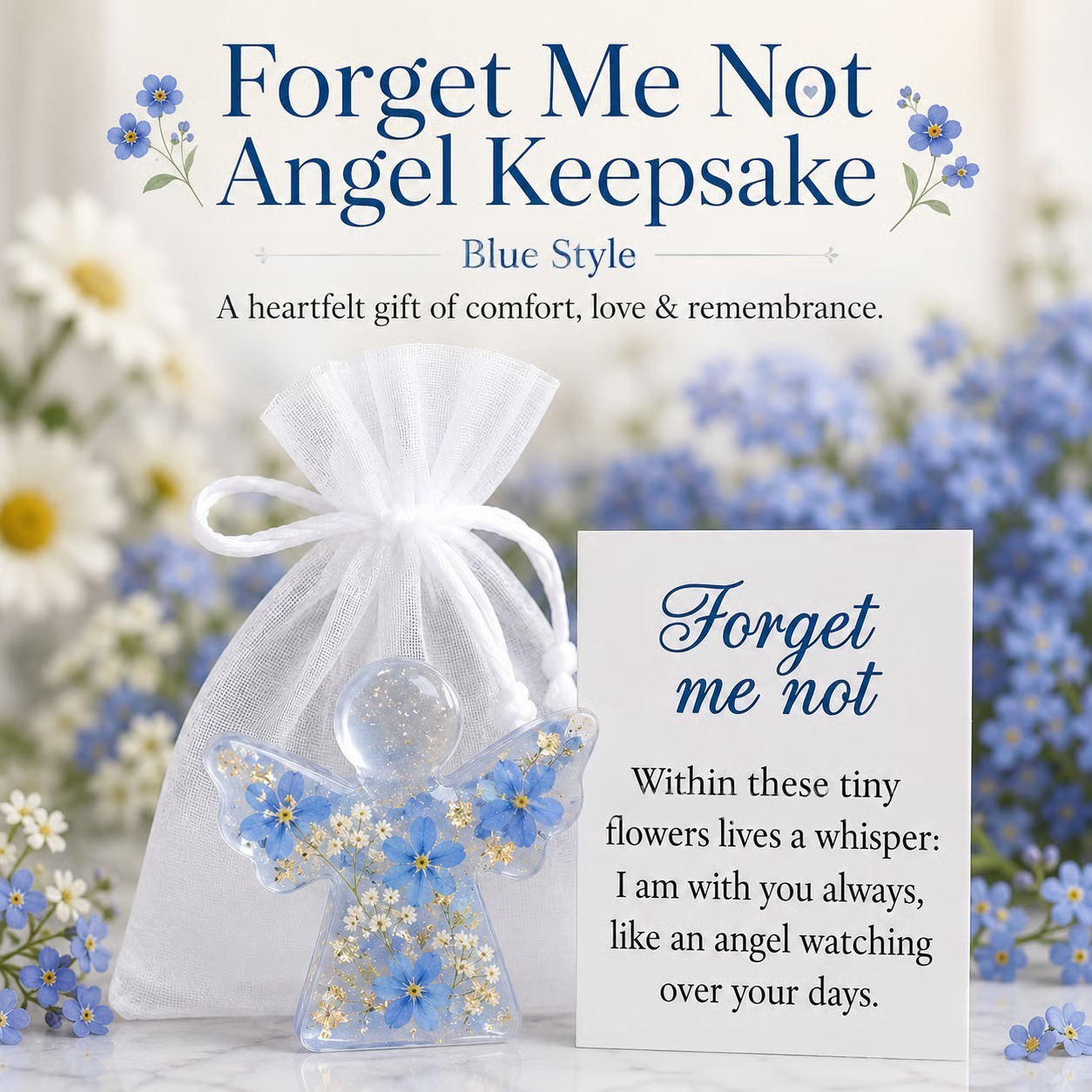 🔥 50% OFF - 🪽Forget Me Not Dried Flower Angel Keepsake - Timeless Gift for Remembrance, Comfort & Hope