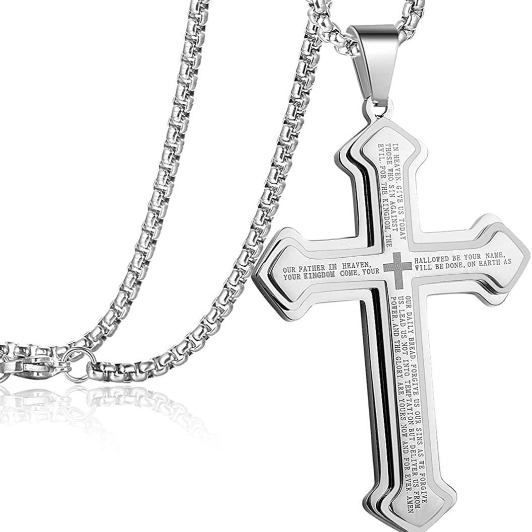 ✝️ Wear Your Faith, Not Just a Necklace – Engraved Bible Verse Cross in Stainless Steel