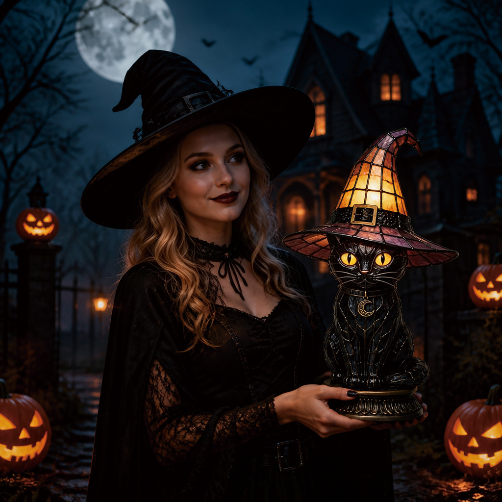 🎁Last Day 50% OFF -🔥💝Magical Black Cat Witch Lamp