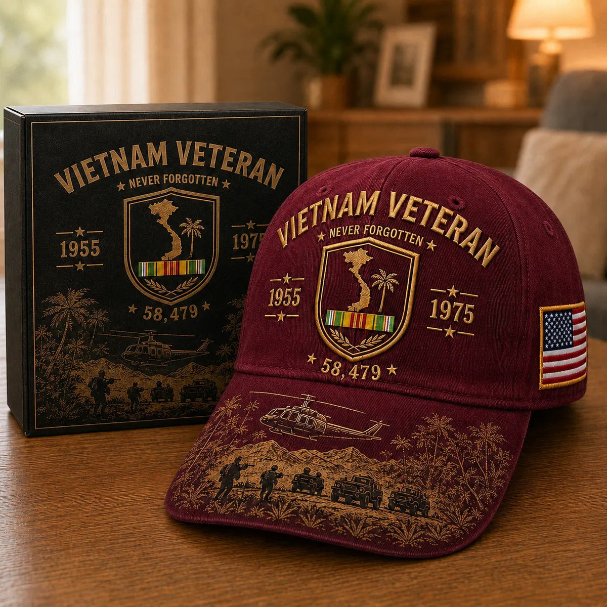 🇺🇸🎖️ Vietnam Veteran 1955–1975 Memorial Cap