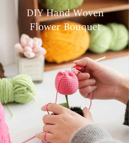 🌼Handmade Knitted Flower Arrangement – Forever Blooming Desk Decor, No-Water Gift for Teacher, Friend & Home