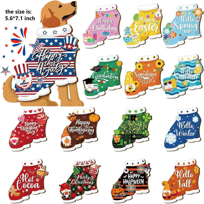 🐾 Interchangeable Seasonal Animal Wooden Decor Set