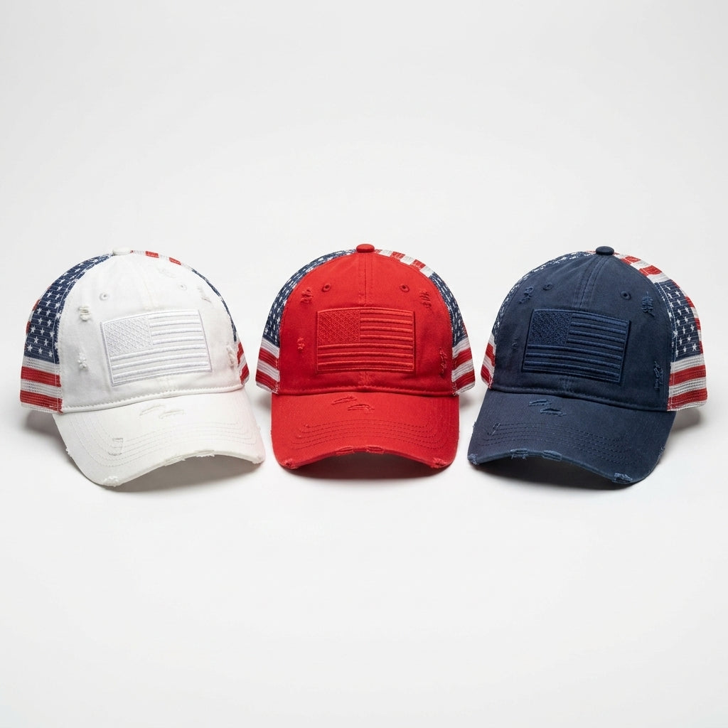 American Flag Ponytail Embroidered Hat
