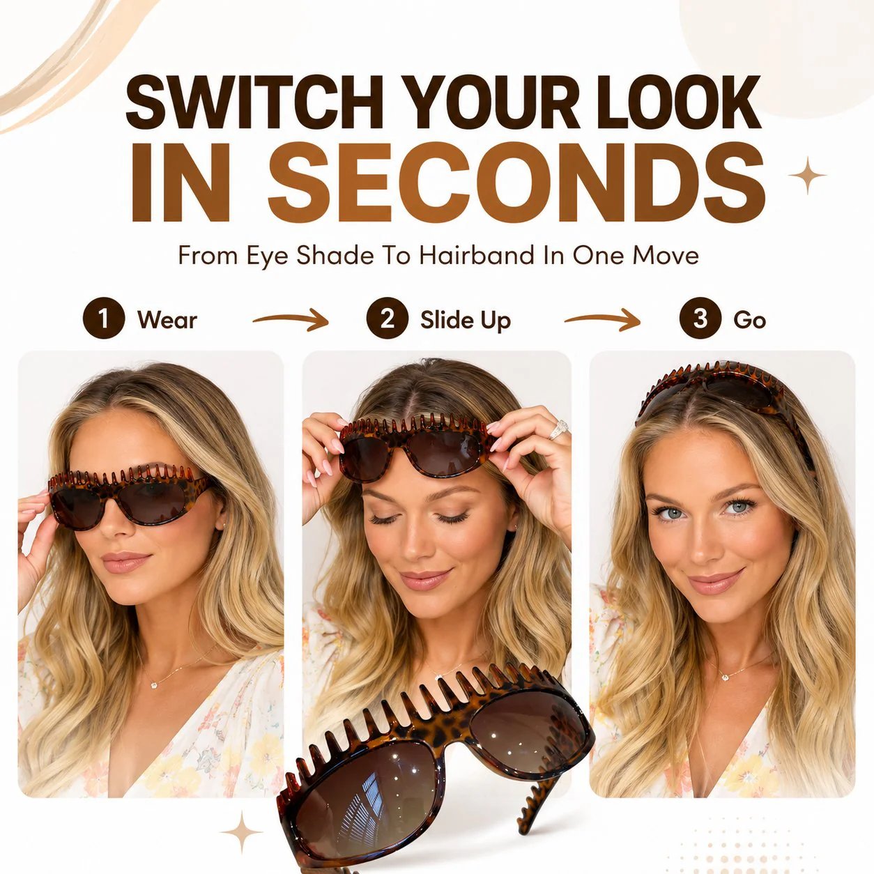 🔥 48K+ Sold |Sunglasses That Double as a Headband – 2-in-1 with Built-In Comb Teeth