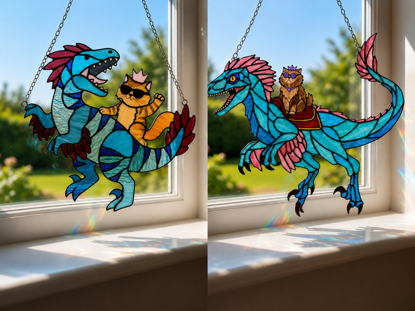 🔥Last Day 57% OFF – 🐉🐱 Princess Donut & Mongo Stained Glass Suncatcher | Dungeon Crawler Carl Window Hanging ✨