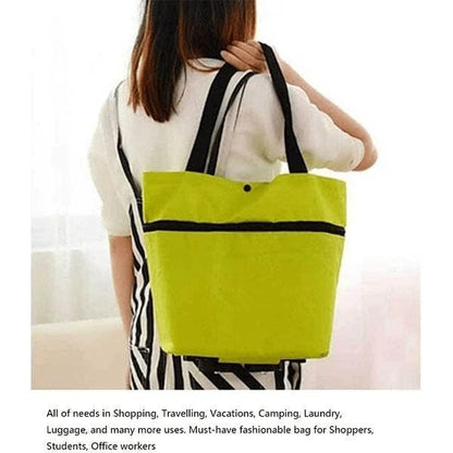 🛒2-in-1 Foldable Shopping Trolley – Sturdy Shopping Bag on Wheels for Supermarket, Market & Travel