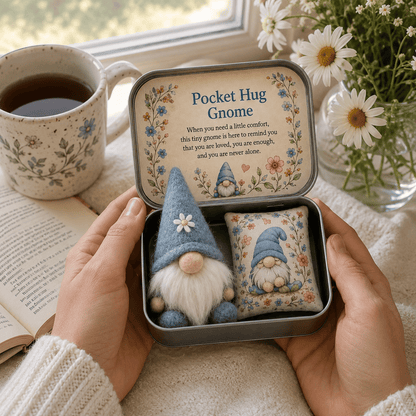 🔥 HOT SALE 49% OFF – 💌 Pocket Hug Gnome Comfort Gift Tin | Mini Plush Keepsake with Heartfelt Message, Matching Cushion & Protective Metal Case 🧸✨