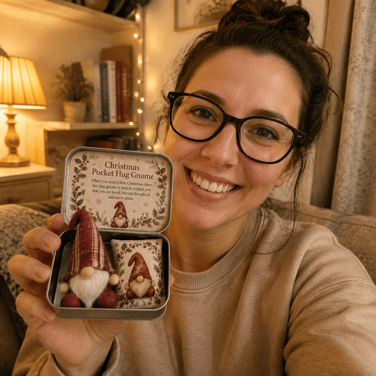 🔥 HOT SALE 49% OFF – 💌 Pocket Hug Gnome Comfort Gift Tin | Mini Plush Keepsake with Heartfelt Message, Matching Cushion & Protective Metal Case 🧸✨