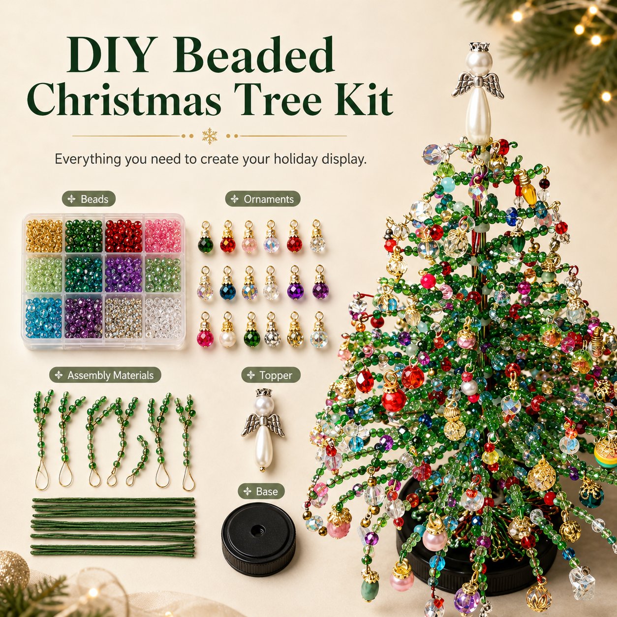 🎄 DIY Beaded Christmas Tree Kit – Create Your Own Sparkling Holiday Decoration - Limited Time 50% OFF