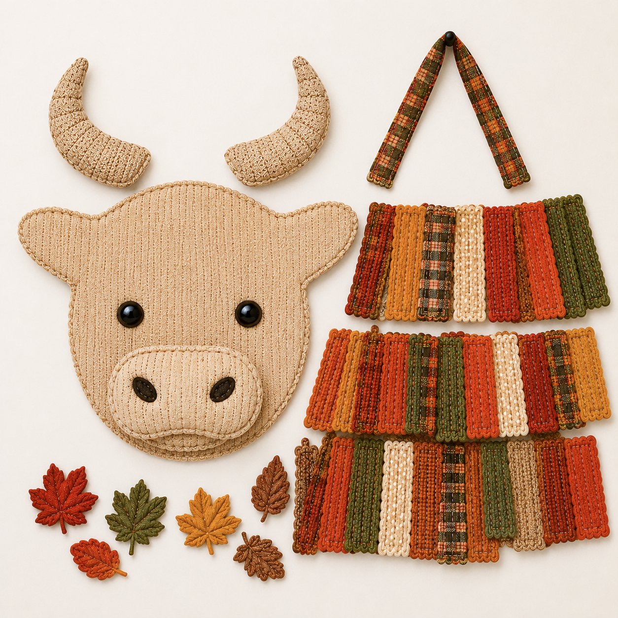 Autumn Highland Cow Pumpkin 3D Fabric Diy Kit