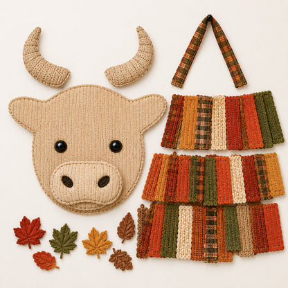 Autumn Highland Cow Pumpkin 3D Fabric Diy Kit