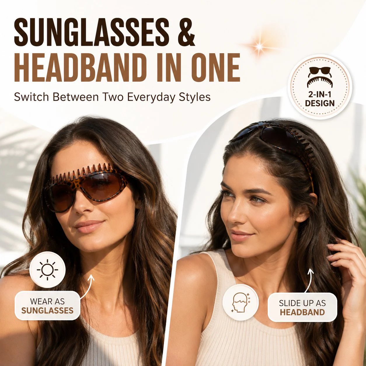 🔥 48K+ Sold |Sunglasses That Double as a Headband – 2-in-1 with Built-In Comb Teeth