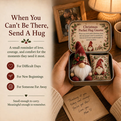 🔥 HOT SALE 49% OFF – 💌 Pocket Hug Gnome Comfort Gift Tin | Mini Plush Keepsake with Heartfelt Message, Matching Cushion & Protective Metal Case 🧸✨