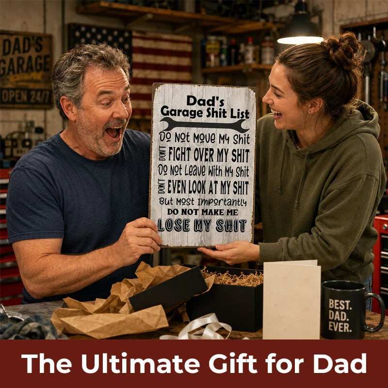 🔥Last Day 50% OFF - 🤘Dad's Garage Shit List Metal Sign