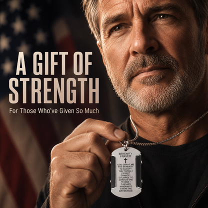 🔥2026 Hot Sale 60% OFF🔥Serenity Prayer Dog Tag Necklace – A Daily Reminder of Peace & Strength